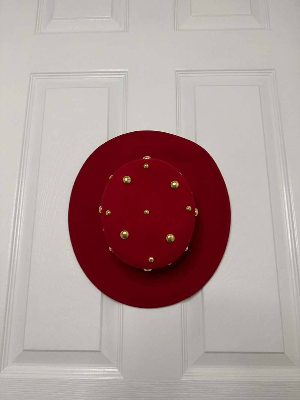 Vintage Womens Hat Bollman Hat Co. Doeskin Red 100% Wool Studded Cloche Hat